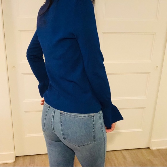 H&M | Blue High Neck Long Sleeve Shirt - Picture 6 of 10